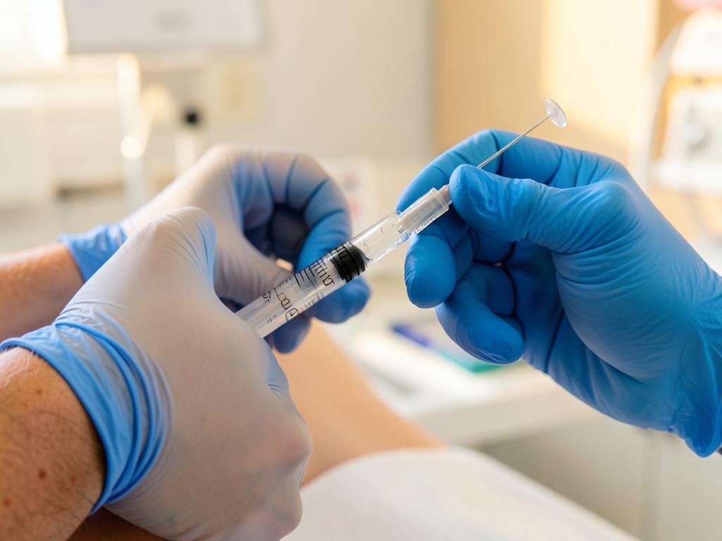 Vorbereitung für das Hyaluron Lippen aufspritzen durch medizinisches Fachpersonal